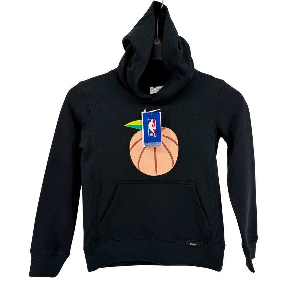 NEW Nike Atlanta Hawks Kids Small S-8 Hoodie Black City Edition Peach Basketball